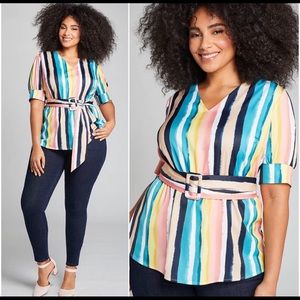 Striped blouse with belt